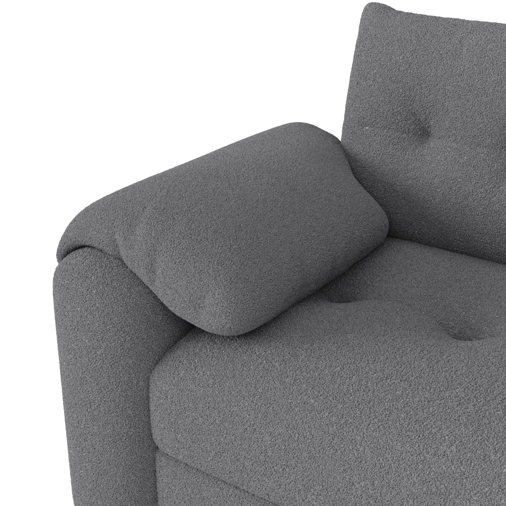 Divano modulare 2-3 posti con contenitore; poggiatesta e tavolino laterale; 207;5 cm; grigio
