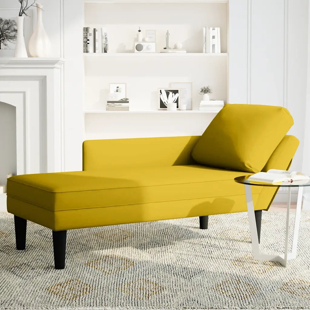 Sdraio con Cuscino e Bracciolo Destro in Velluto Giallo CFW9766855