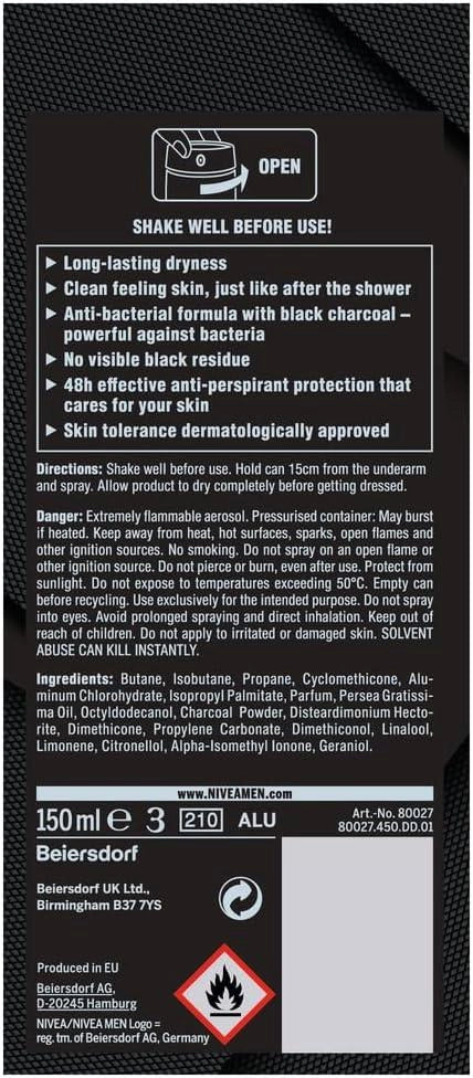NIVEA DEODORANTE SPRAY 150ML MEN SUPERBLACK