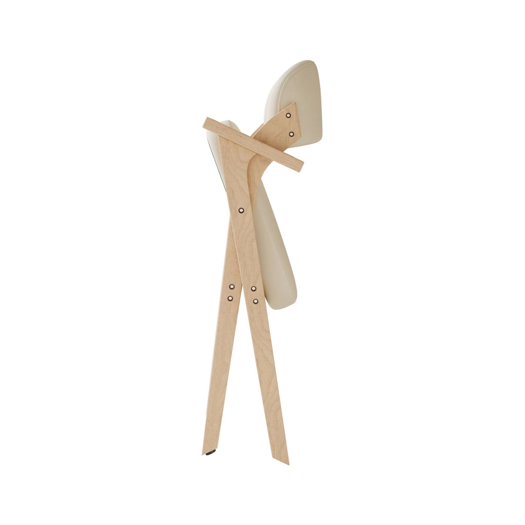 Set di 2 sedie da pranzo pieghevoli in legno massello e lino beige con braccioli
