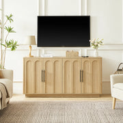 Sideboard ad arco 160 cm, 4 ante con cerniere soft-close e sicurezza anti-ribaltamento, mobile contenitore in legno per soggiorno e sala da pranzo