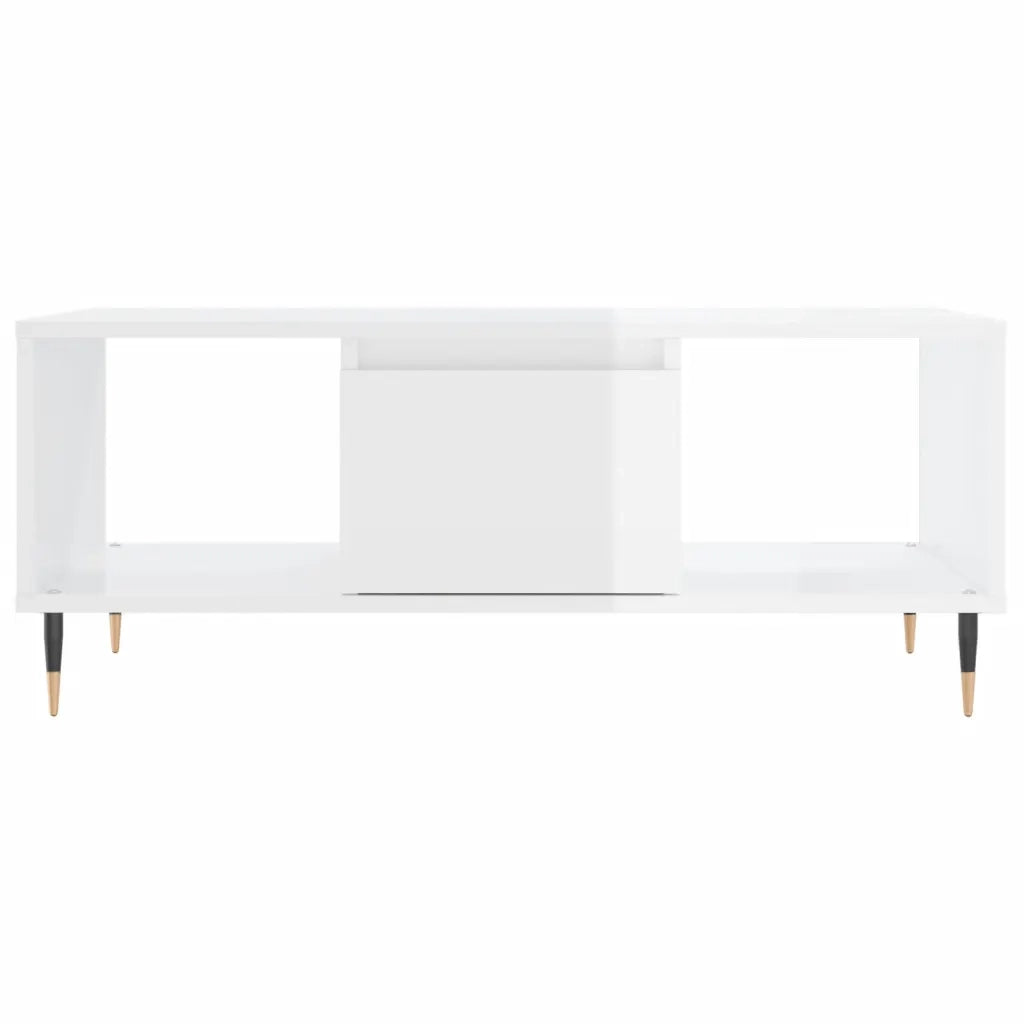 Tavolino salotto | Tavolino da caff¨¨ | Tavolino da Soggiorno Bianco Lucido 90x50x36,5 cm Legno Multistrato