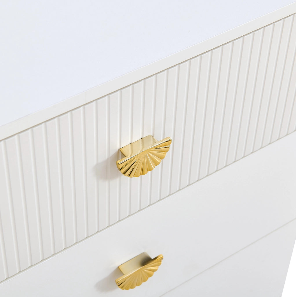 Set sideboard con specchio da parete 80x80 cm; 6 cassetti; MDF; bianco