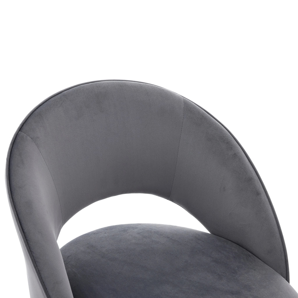 Set di 2 sedie da pranzo ULEVR in velluto grigio con gambe in metallo argentato, design curvo