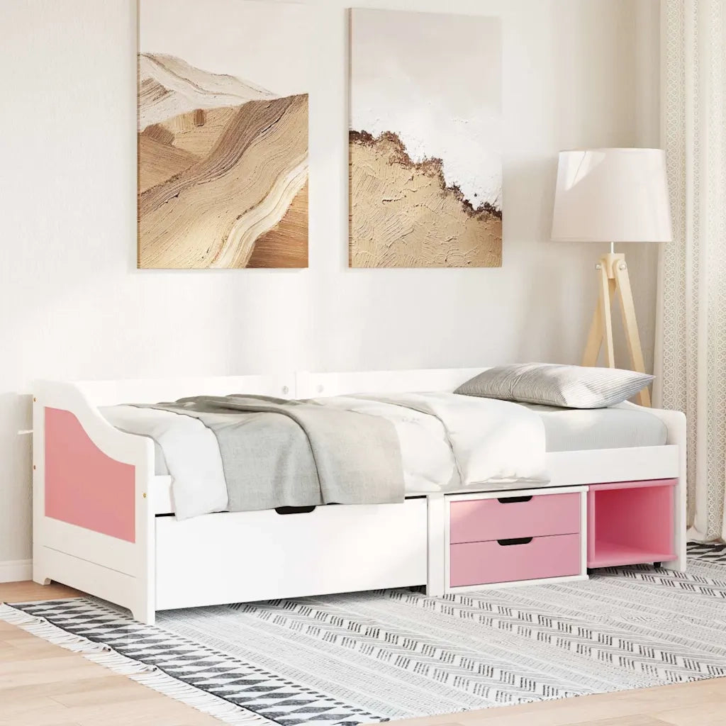 Dormeuse 3 Cassetti senza Materasso Bianco&Rosa 90x200 cm IRUN 3314685