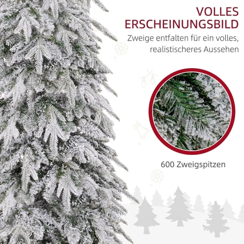 Albero di Natale artificiale 180 cm con 600 rami densi, effetto neve, apertura automatica