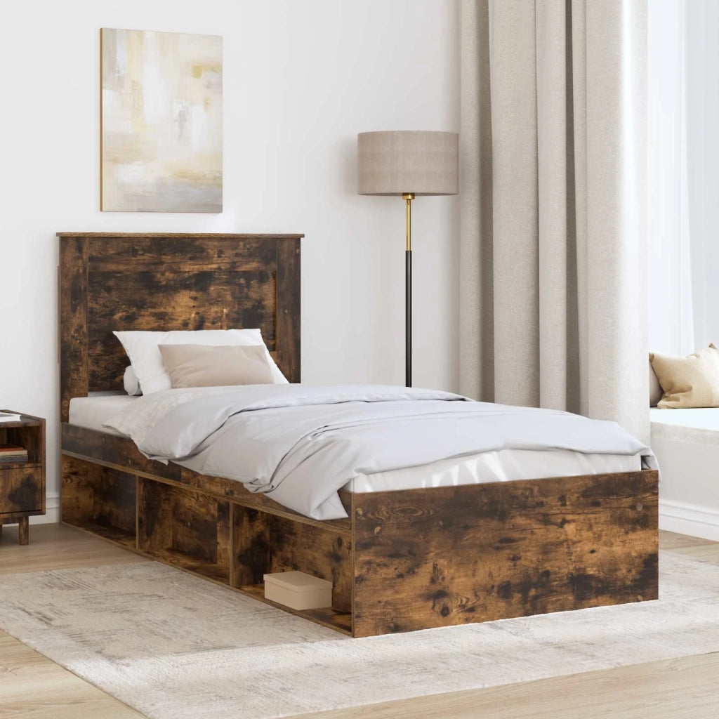 Struttura del letto Rovere fumé 100 x 200 cm Pino massello 3410124