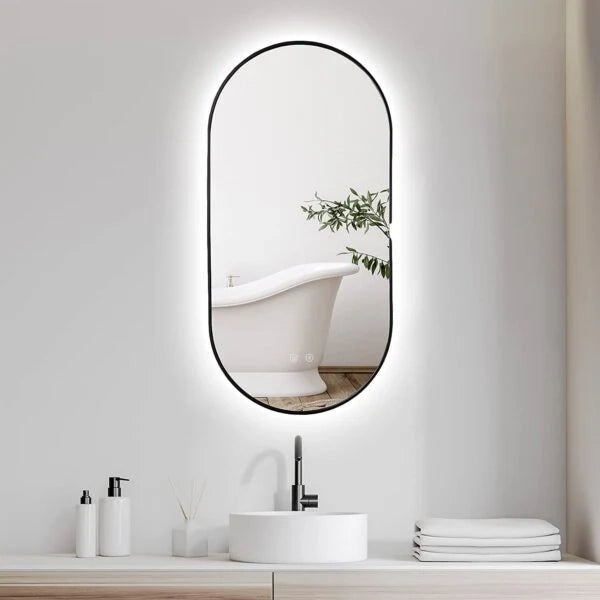 Specchio LED Selene 60x85 cm nero