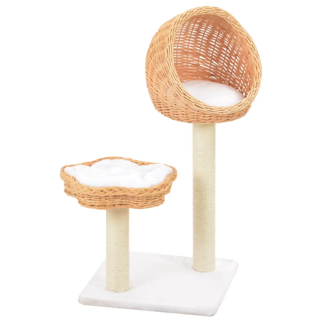 Albero per Gatti con Tiragraffi in Legno di Salice Naturale CFW7341253