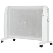 Riscaldatore Elettrico a Mica 1000W-2000W con Termostato Regolabile 4 Ruote Bianco