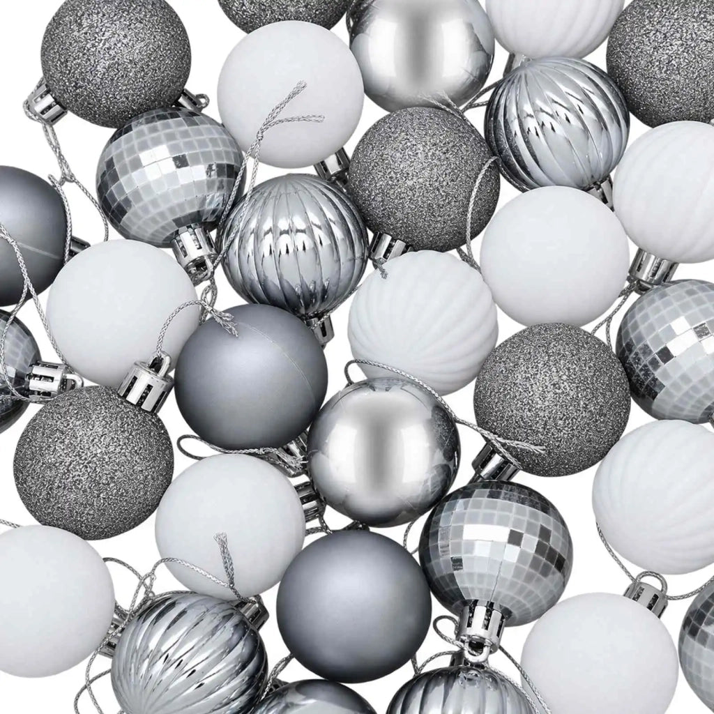Set di Palline di Natale 100 pz Bianco e Grigio 4 cm 42050632