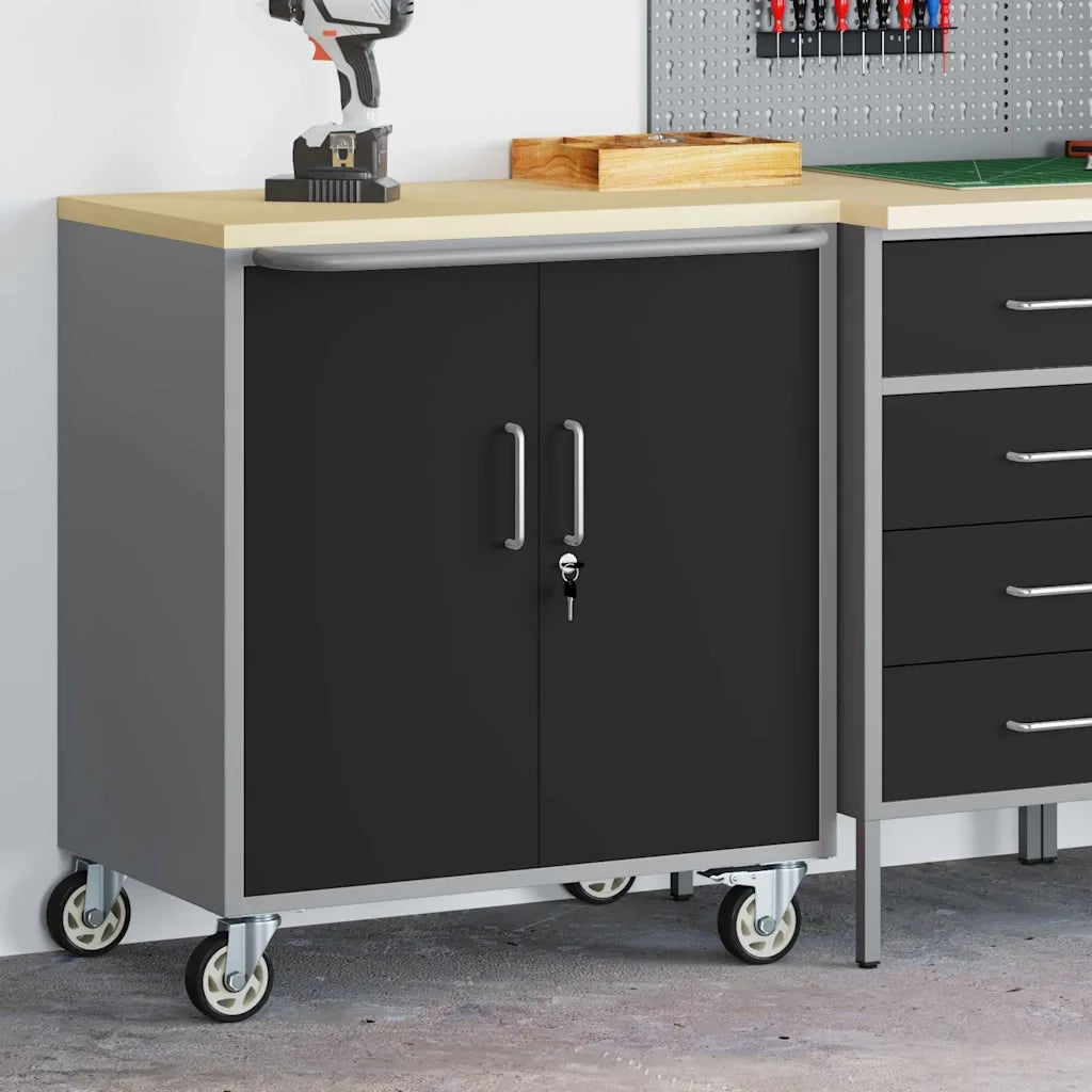Banco da lavoro con lo scaffale Nero e Grigio 75 x 45 x 85 cm CFW6927543
