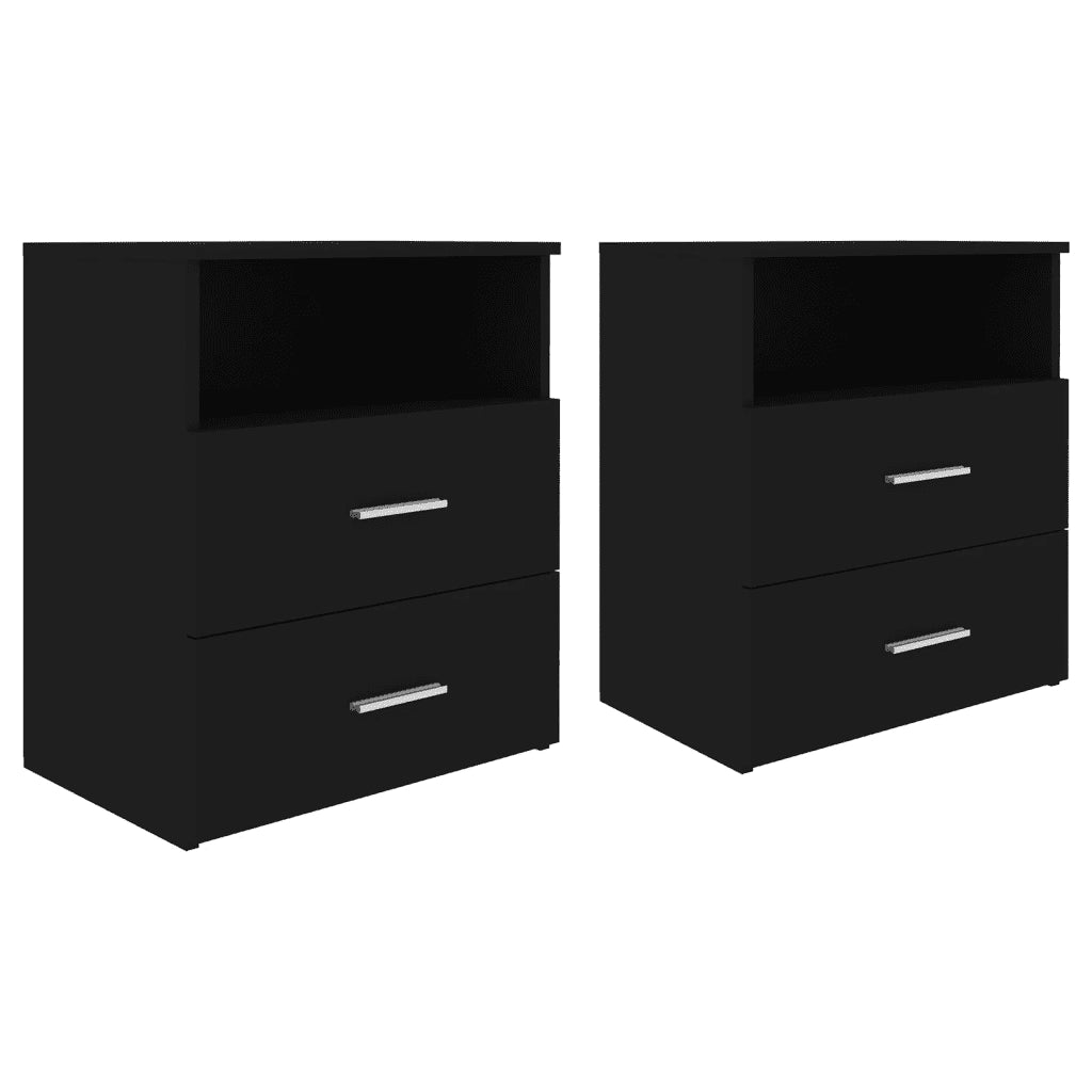 Set di 2 Comodini | Armadio da Notte | Mobiletto da notte Neri 50x32x60 cm