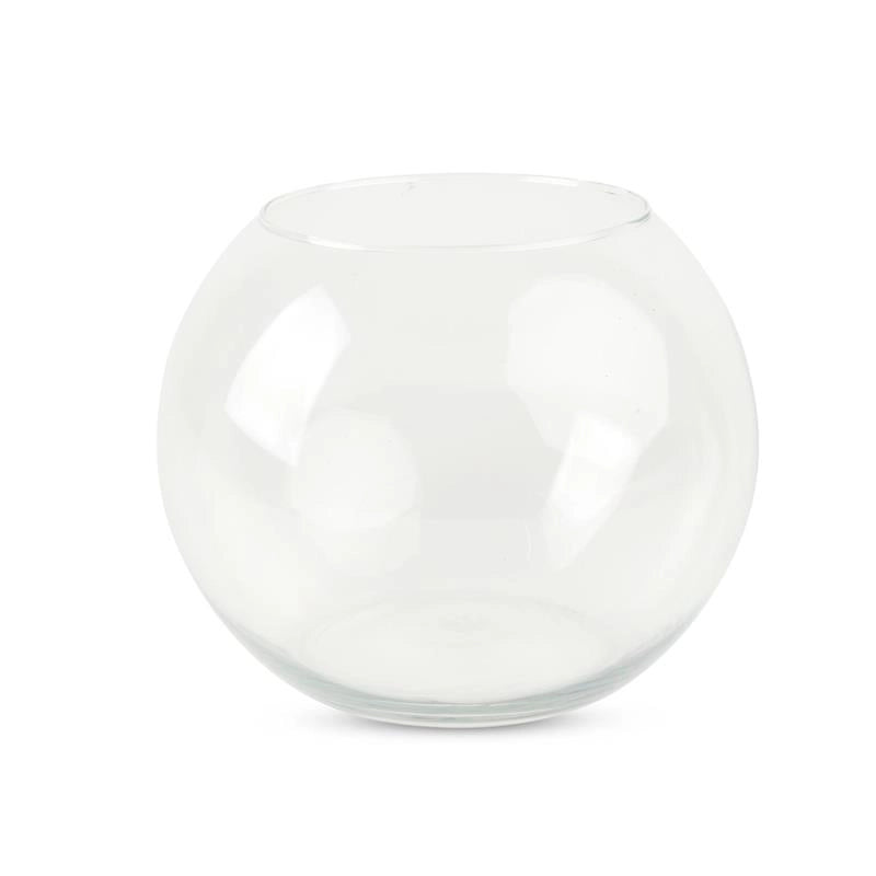 VASO DA ARREDO A FORMA SFERICA REALIZZATO IN VETRO TRASPARENTE DI DESIGN Ø  CM 35 H 30