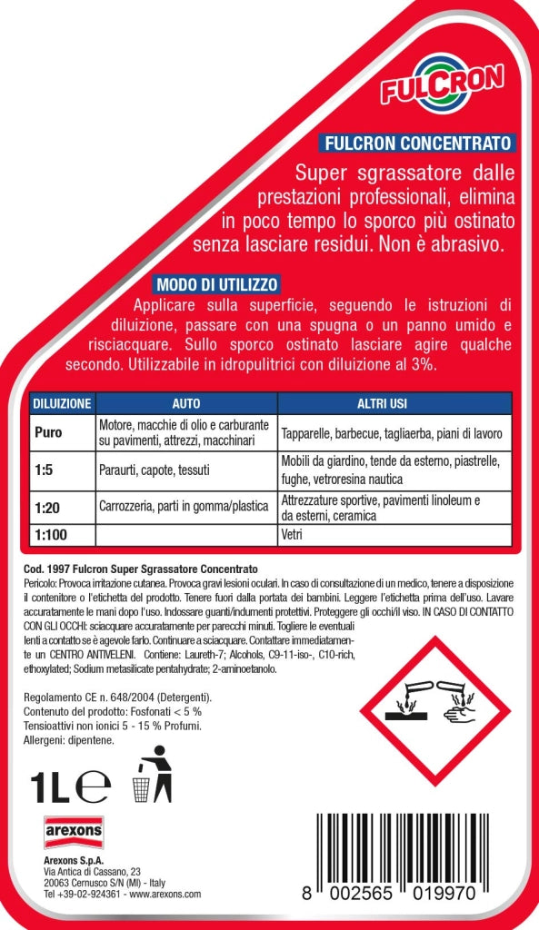 Sgrassatore Fulcron 1000 ml Arexons