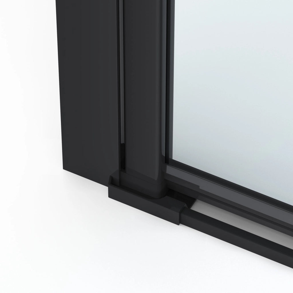 Box doccia Angolare 90x100 cm porta a soffietto + fisso H200 cm cristallo 6 mm profilo NERO OPACO ZAIRA