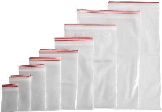 Zakette plastic chiuse - 100 pezzi - 7 x 10 cm - con chiusura a compressione
