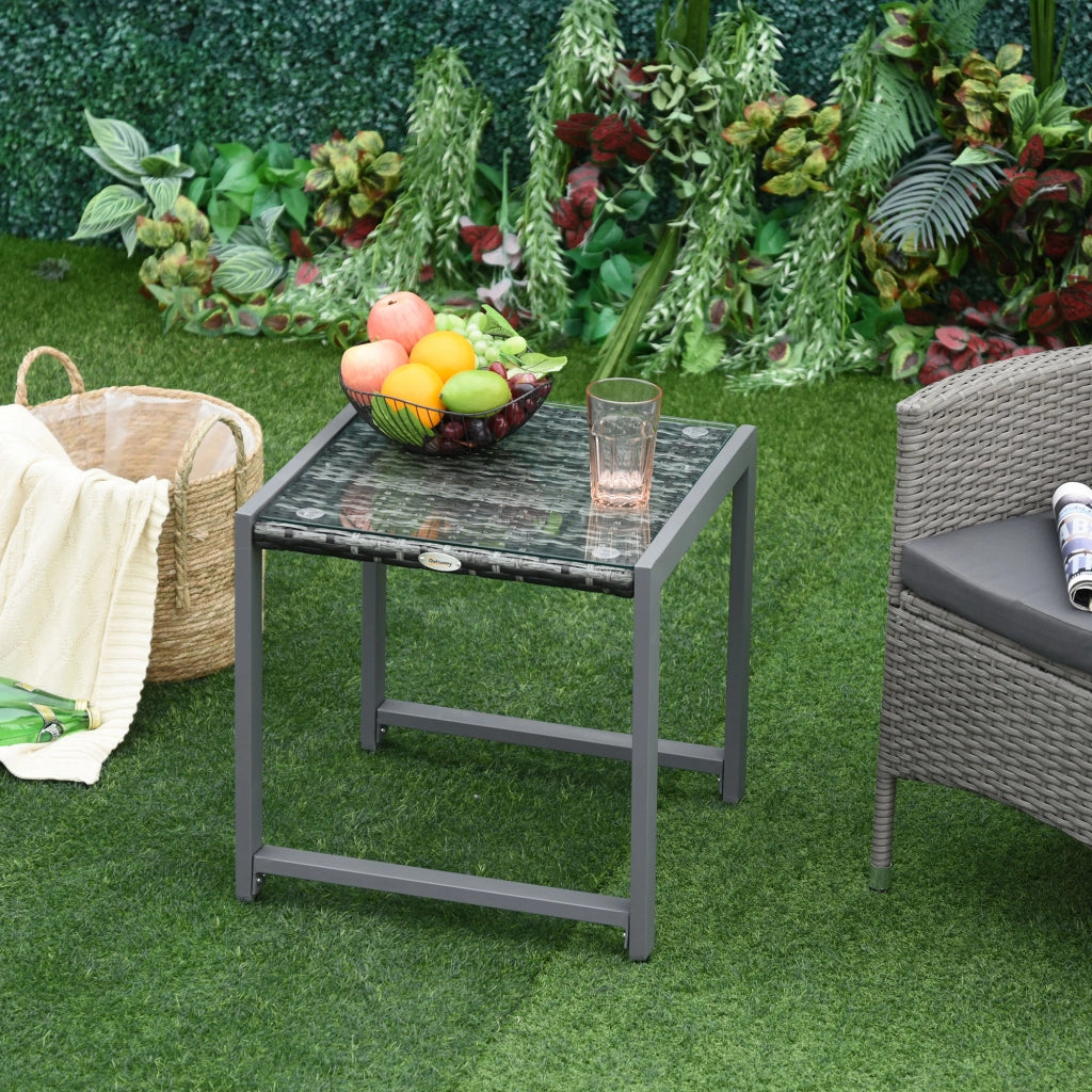 ? Comodino da giardino con vetro temperato; polietileno e alluminio; impermeabile e moderno per balcone da giardino
