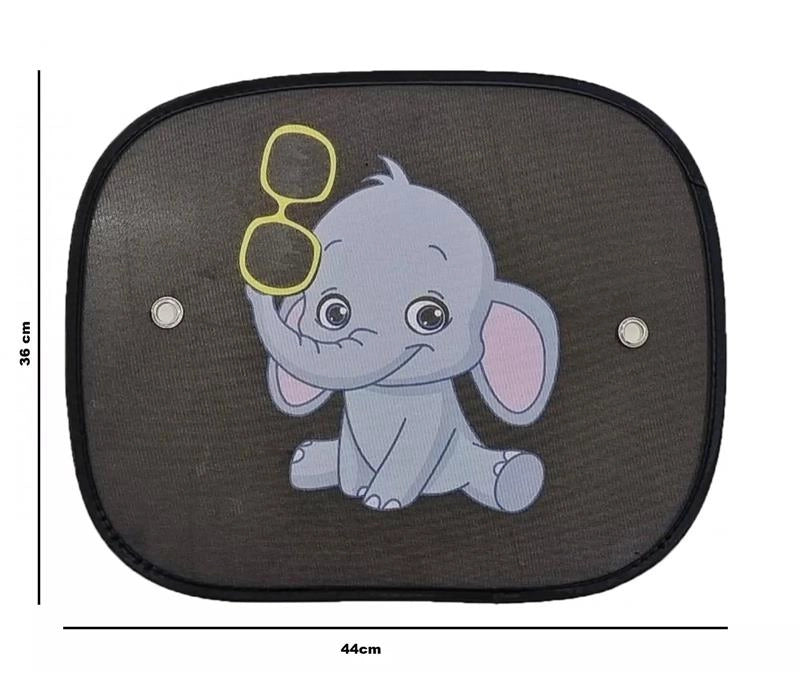 TENDINE 2 PZ PARASOLE PER BAMBINI CON VENTOSE AUTO UNIVERSALI 44X36 CM ELEFANTINO OKX