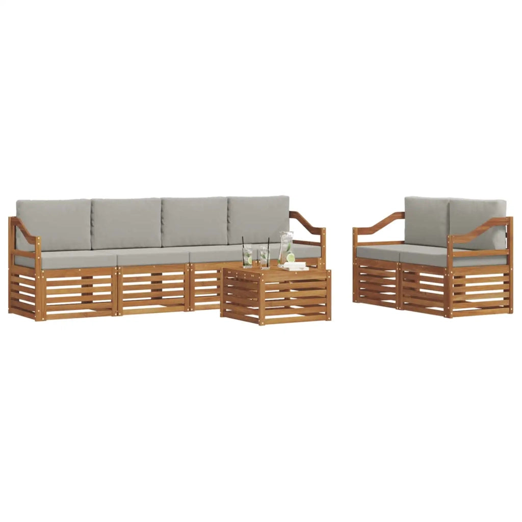 Set di divani da esterno 7 pcs Grigio Naturale e Chiaro 3374426