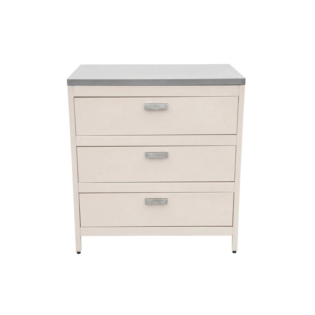 Mobile da esterno in acciaio con 3 cassetti, 80cm, beige