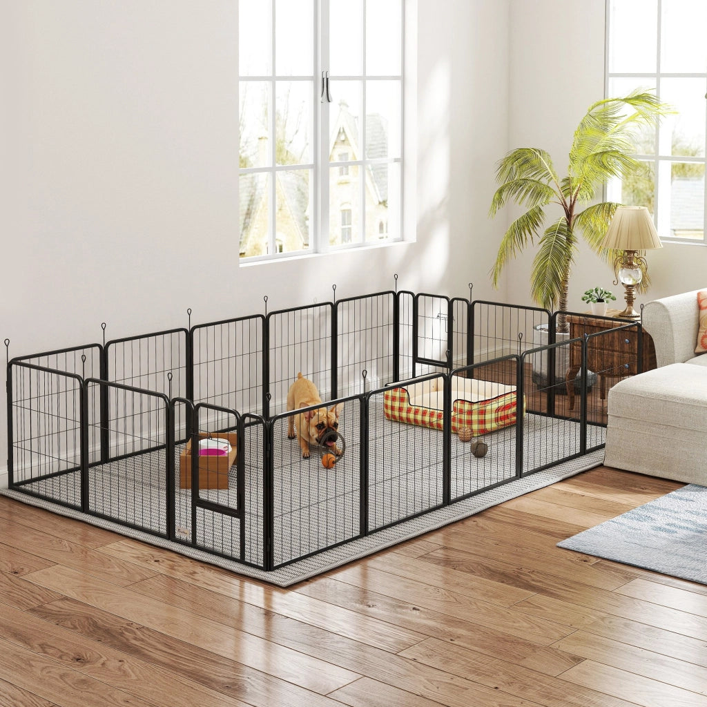 Recinto per Cani ¨C Minimal ¨C 16 Pannelli Pieghevole Nero