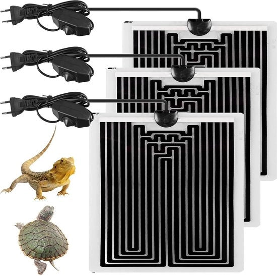Mat di riscaldamento per rettili - 3 pezzi - 14 x 14 cm - terrario - guanto di riscaldamento per acquario con regolazione di temperatura - mat di riscaldamento per rettili - anfibi - lucertole - gechi - serpenti - tartarughe.