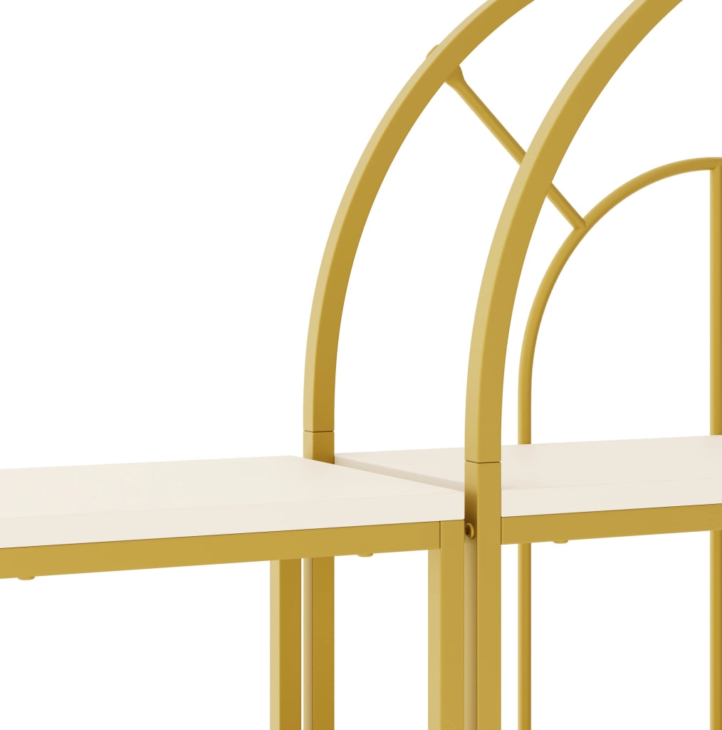 Libreria modulare a 3 elementi 163x30x184 cm in MDF e acciaio bianco oro