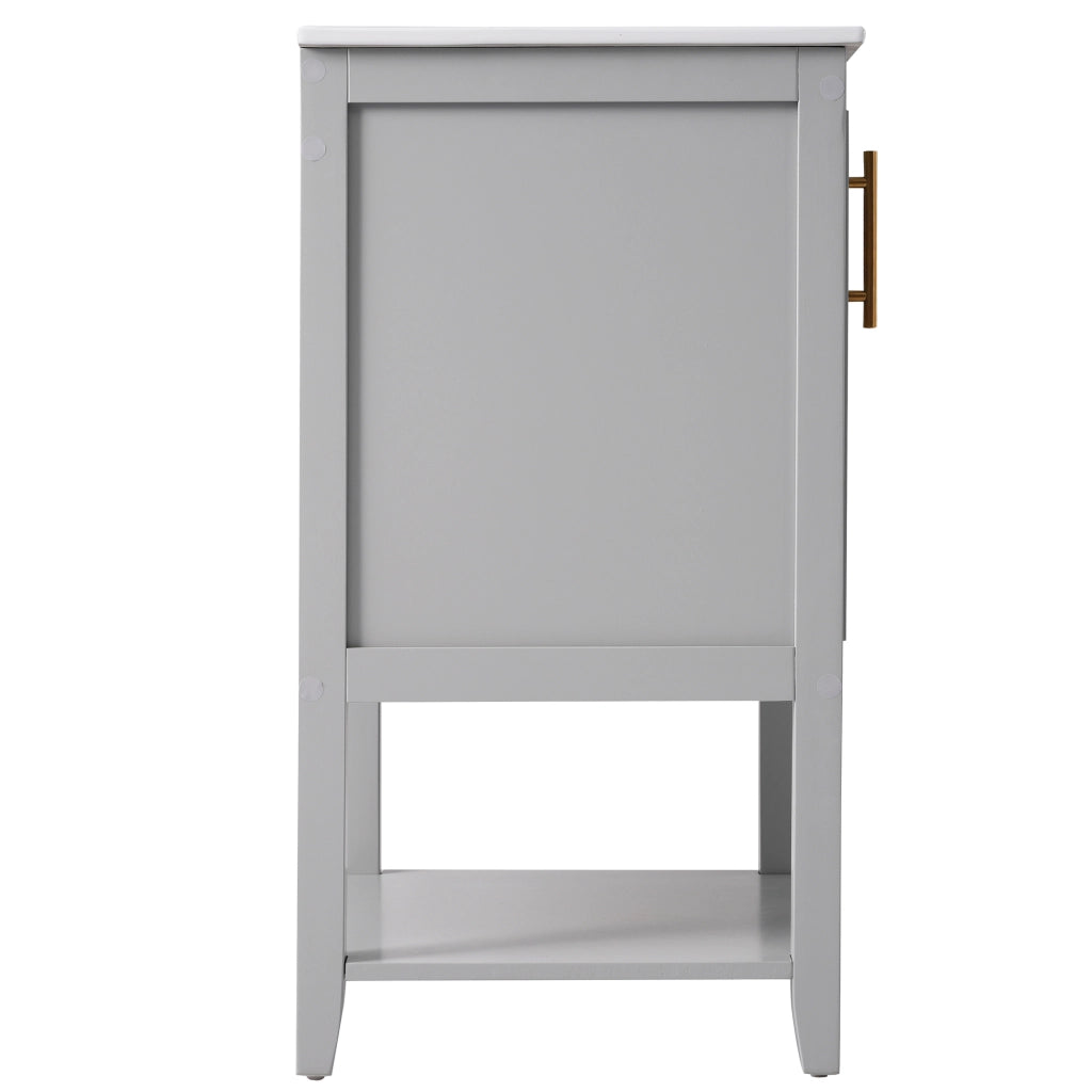 Mobile sottolavabo con lavabo in ceramica e ripiani interni in MDF colore grigio