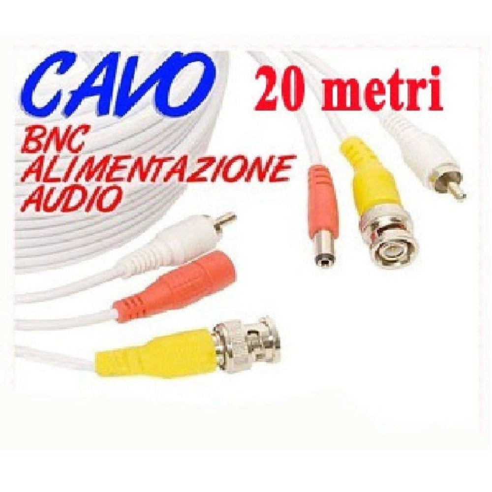 Trade Shop - Cavo Prolunga Telecamera Rca Bnc Audio Video Alimentazione 10 20 30 50 Metri -    -20 Mt   -
