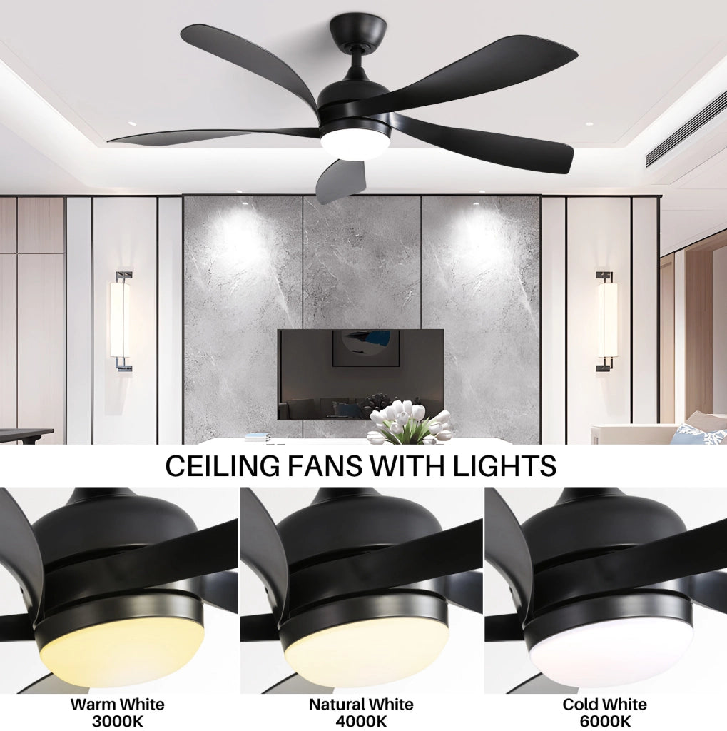 Ventilatore da soffitto YEAVIO 132 cm con illuminazione LED a 3 colori dimmerabili, motore DC silenzioso, timer e funzione estate/inverno