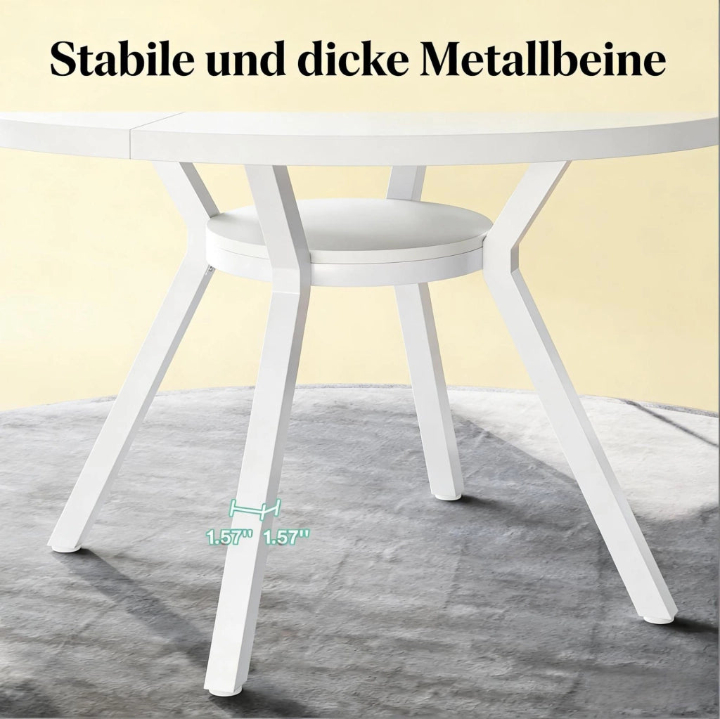 Tavolo da pranzo rotondo bianco Ø 119,4 cm in legno e metallo