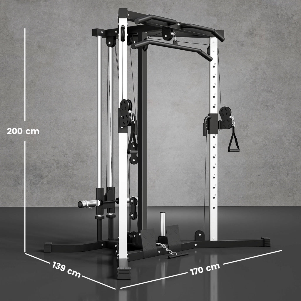 Stazione Fitness Multifunzione ¨C Xylo ¨C Acciaio Nero 170x139x200 cm
