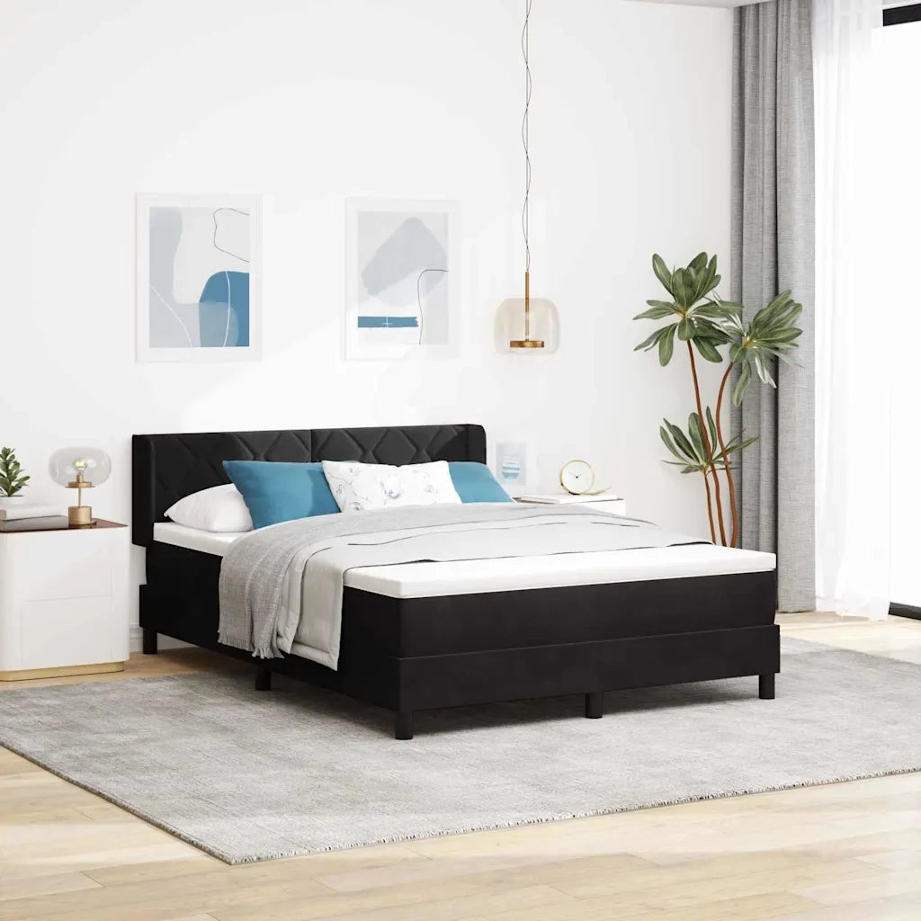 Letto a molle con materasso Nero 200 x 140 cm Poliestere