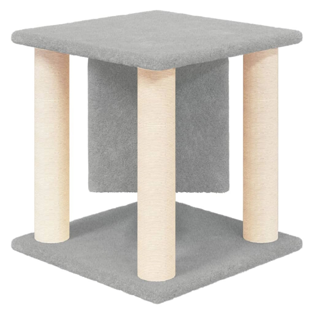 Albero per gatti mobile torre arrampicata gioco graffio tiragraffi piattaforma con pali in sisal chiaro 37 cm grigio 02_0022605
