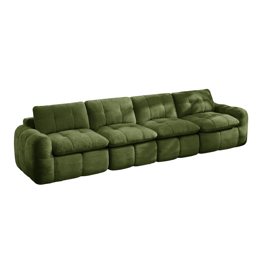 Divano 4 posti ¨C Minimal ¨C Verde in tessuto morbido, montaggio facile