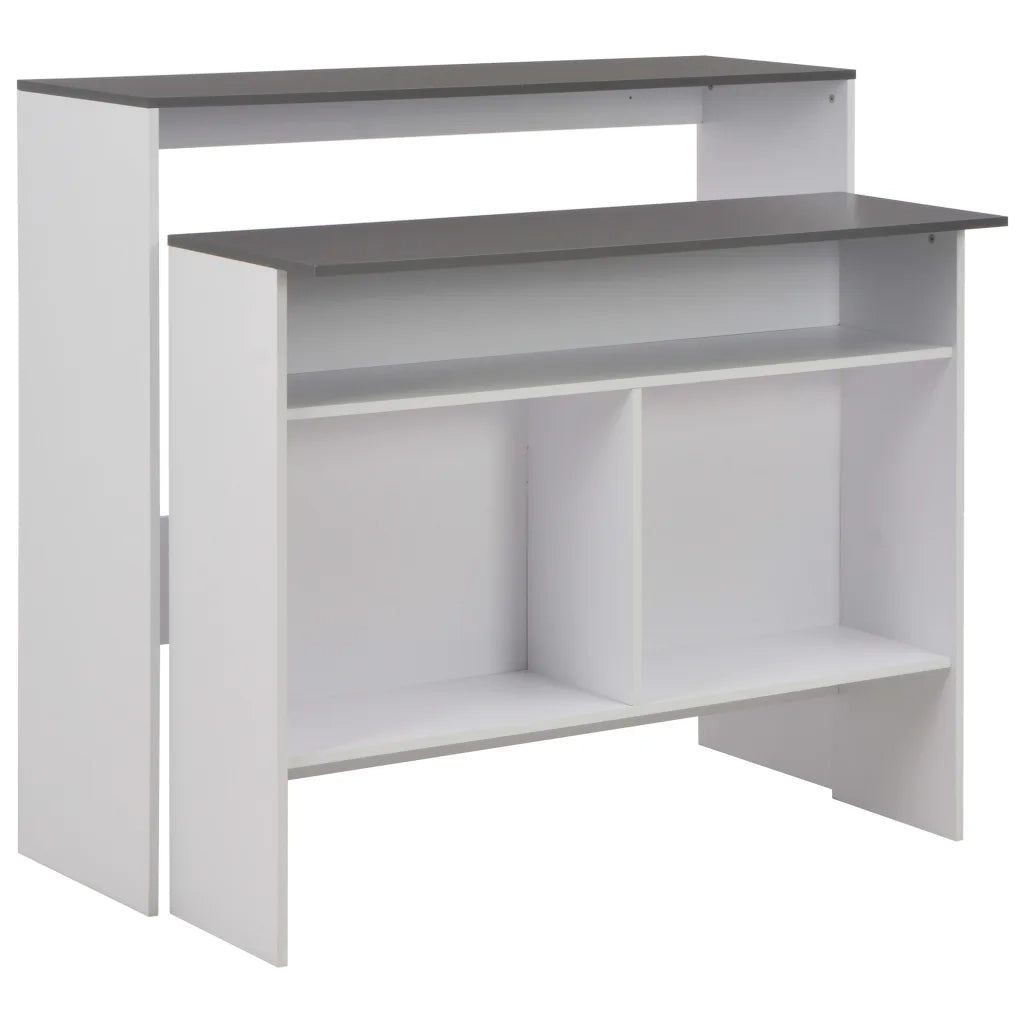 Tavolo Bar con 2 Piani d'Appoggio Bianco e Grigio 130x40x120cm 280221