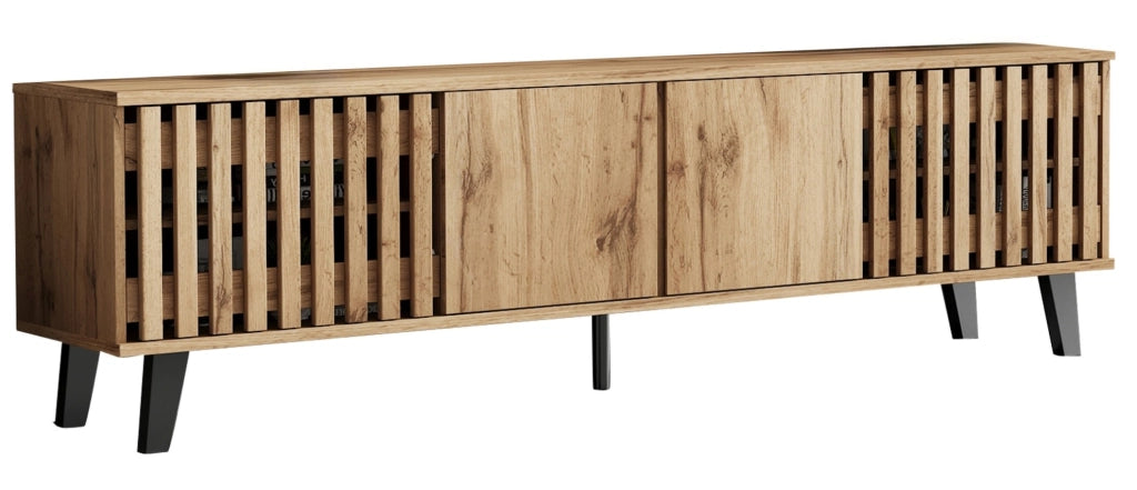Mobile TV e madia in effetto legno naturale; 180x40x55 cm e 150x40x95 cm; colore naturale