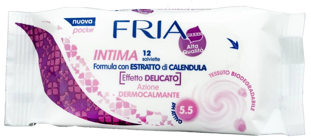 FRIA SALVIETTE UMIDIFICATE PER IGIENE INTIMA  ALLA CALENDULA 12 PEZZI