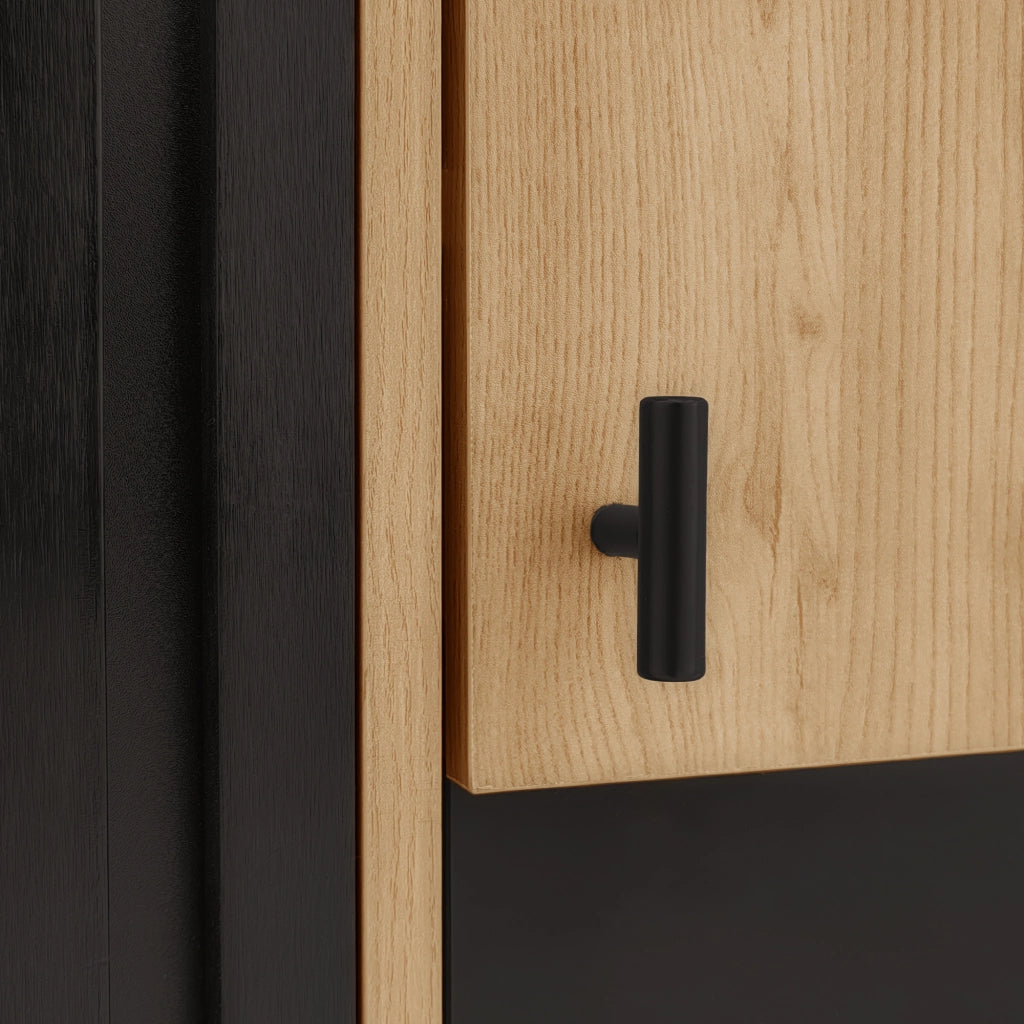 VETRINA con LED 80x120x40 cm in pannello truciolare nero e colore legno