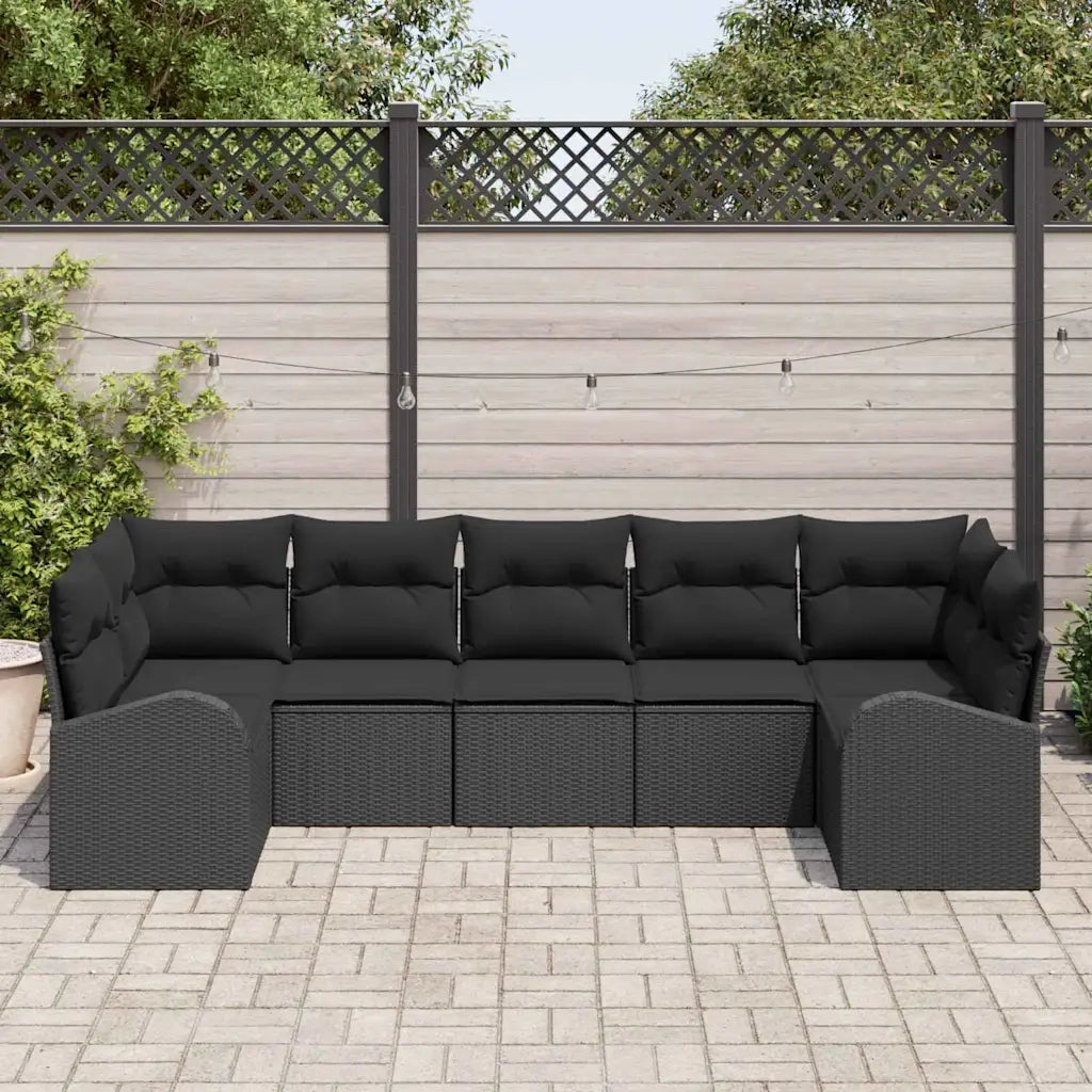 Set Divano da Giardino 7 pcs Nero Rattan in Polipropilene 3346193