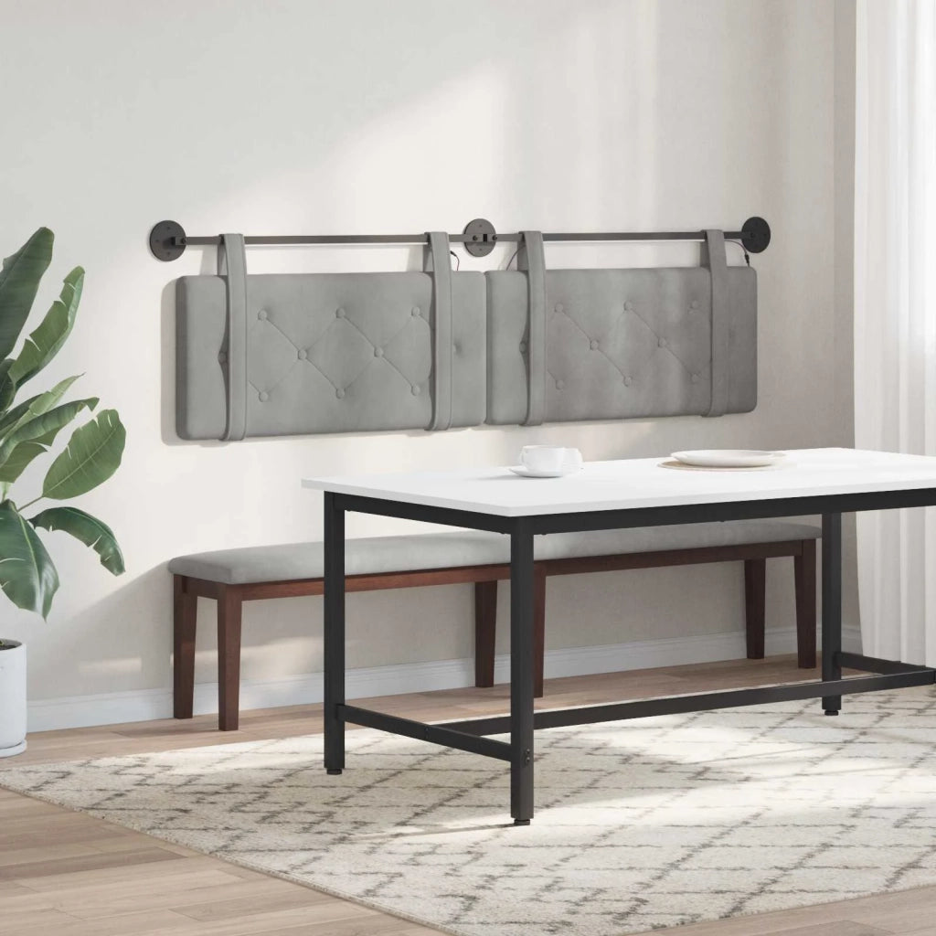 Testiera | Testata sospesa Con luce LED Grigio Chiaro Velluto