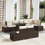Set Divano da Giardino 9 pcs Marrone Poly Rattan