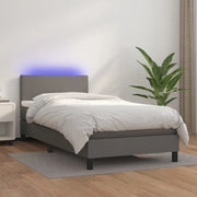 Giroletto Molle con Materasso e LED-Struttura Letto Grigio 90x190cm Similpelle 832554