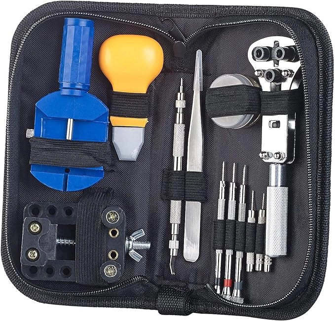 Kit Riparazione Manutenzione Ripara Orologi Astuccio 13 Attrezzi Professionali
