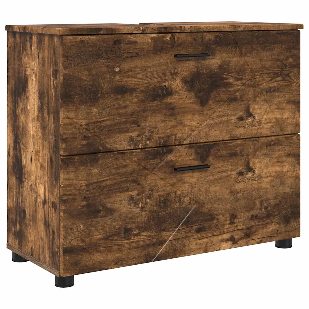 Set di mobili per il bagno con cassetto 5 pcs Rovere fumé