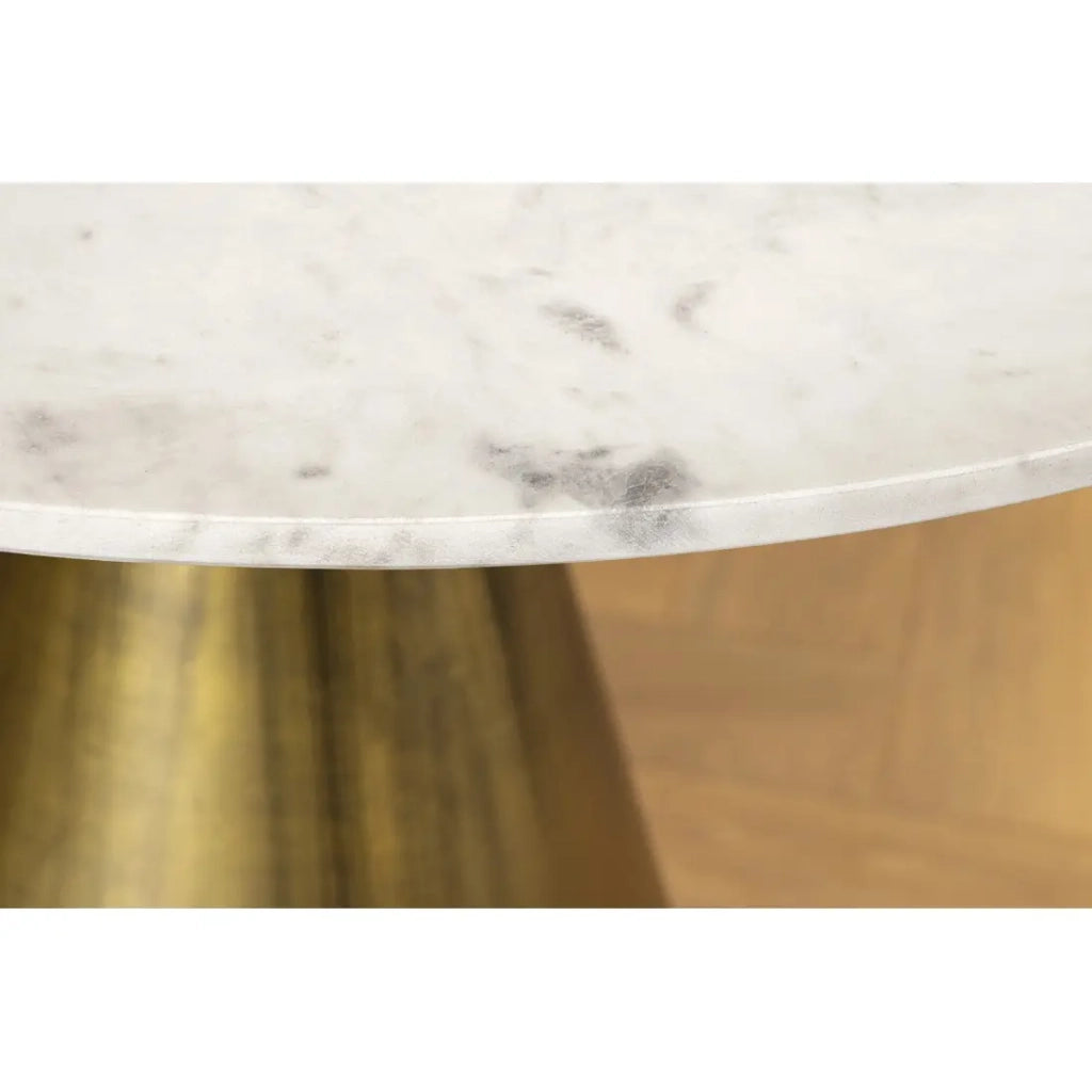 Tavolo rotondo SOLEA – Marmo bianco e base oro – Chic e moderno