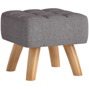 Pouf con rivestimento in lino e gambe in legno ¨C Minimal ¨C Grigio