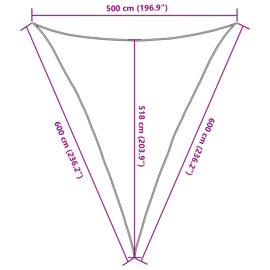 Vela Parasole-Telo Ombra-Vela Ombreggiante 160 g/m2 Nera 5x6x6 m in HDPE