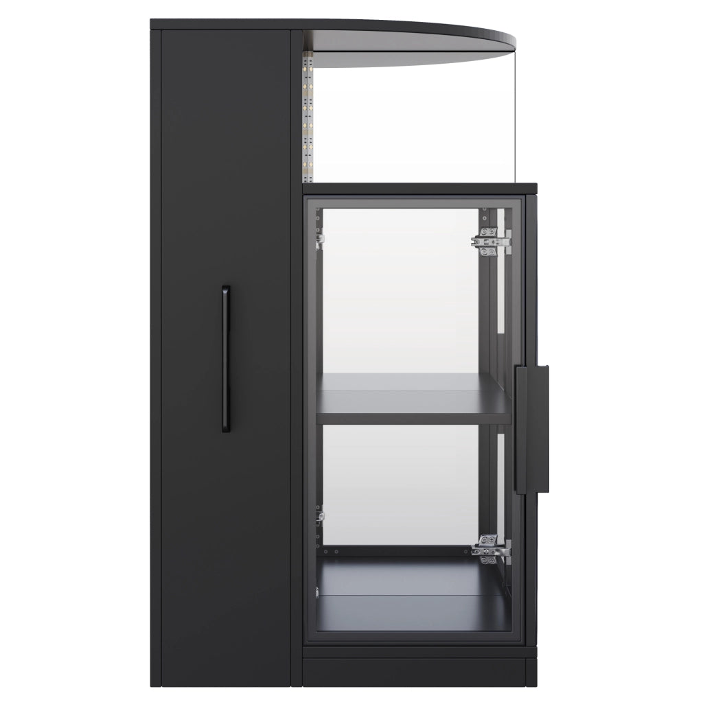 Vetrina 64x42x112 cm con mobile laterale estraibile e LED multicolore nera